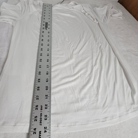 CAbi #427 Womens White Spring 13 Drape Front 3/4 Sleeve Top Large Stretch New - Picture 9 of 9